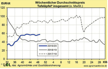 Die Tafelapfelpreise bewegen sich derzeit auf einem durchschnittlichen Niveau.