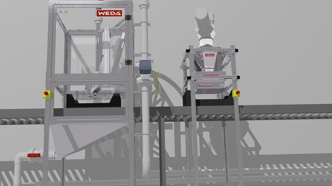 Aufgrund des Futterdrucks in den Rohren sowie der Futtergabe ist es technisch nicht möglich, eine Trockensubstanzmischung mit 30 % TS in Kleinstmengen zu verfüttern. Bisher wurde deshalb eine Trockensubstanzmischung mit 25 % TS angefertigt, die über Motorsteuerung gemessen und verfüttert und die restliche Kleie mit den Kisten der Schwarzen Soldatenfliege (BSF) in Handarbeit aufgebracht und verteilt.
Mit dem Dry.Sec der WEDA Dammann & Westerkamp GmbH kann diese Handarbeit nun computerunterstützt und automatisiert durchgeführt werden. Fütterungsfehler, wie beispielsweise eine zu dünne Futtersuppe, in der die Larven ertrinken, oder ein zu trockener Futterbrei, durch den die Larven keine Luftröhren erstellen können beziehungsweise diese zerfallen und die Tiere ersticken, werden dadurch minimiert.