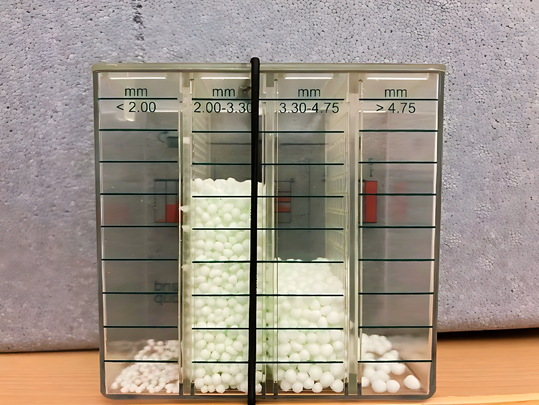 Die Gr��enverteilung von Import-Harnstoff mit Ureaseinhibitor.