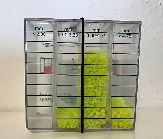 Die Korngr��enverteilung von Qualit�tsharnstoff mit Ureaseinhibitor.