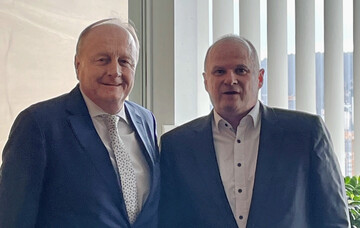 Im Gespräch (v. l.): Der Präsident des Landesbauernverbandes in Baden-Württemberg, Joachim Rukwied, und Dr. Ulrich Theileis, Präsident des Baden-Württembergischen Genossenschaftsverbandes.