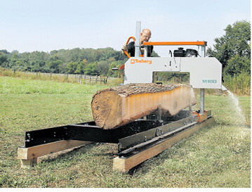 Mit dem M 100 aus der Timbery-Serie k�nnen St�mme bis 55 cm Durchmesser und 3,55 m L�nge geschnitten werden.