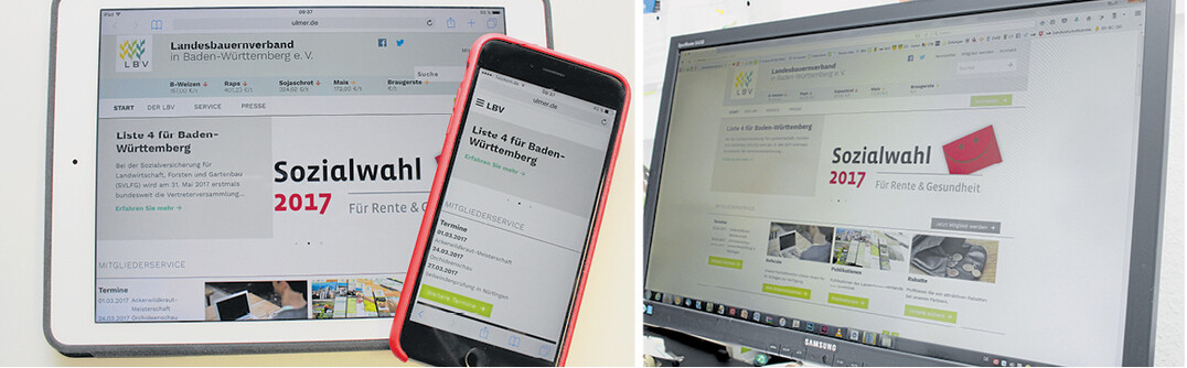 Ob Tablet, Smartphone (l.) oder Desktopcomputer (r.) � die neue LBV-Webseite passt sich den jeweiligen Endger�ten an.