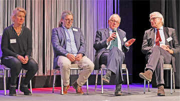 Podiumsdiskussionsteilnehmer: Prof. Dr. Dagmar Borchers, Torsten Reim, Dr. Herrmann Onko Aeikens, Prof. Dr. Friedhelm Taube (v. l.).