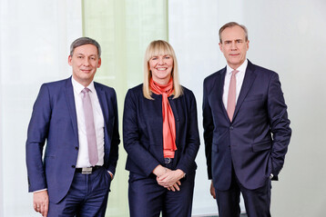 Vorstand der Landwirtschaftlichen Rentenbank (v.l.): Dr. Marc Kaninke, Vorstandssprecherin Nikola Steinbock und Dietmar Ilg.