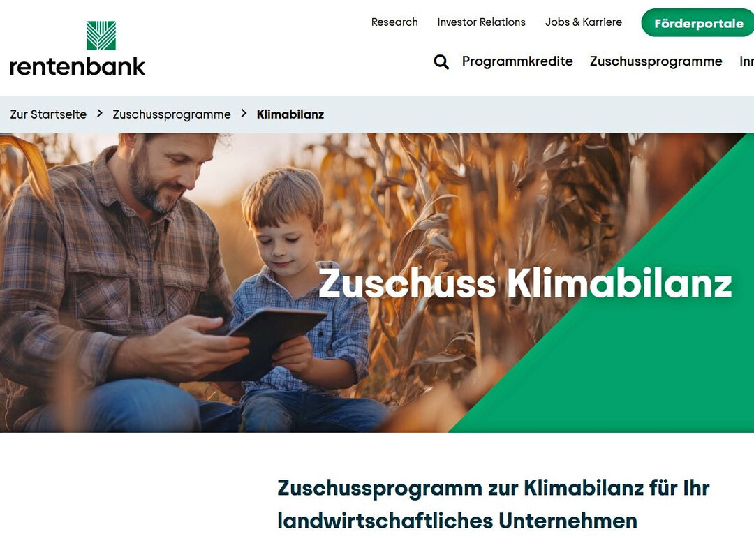 Neuer Zuschuss: Ab dem 1. Juli unterst�tzt die Rentenbank landwirtschaftliche Betriebe bei der Erstellung einer Klimabilanz.