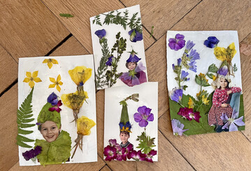 Aus Fotos und getrockneten Bl�ten und Bl�ttern entstehen neue Kunstwerke.