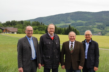 v. l.: SBV-Präsident Markus Ritter, DBV-Präsident Joachim Rukwied, LKÖ-Präsident Hermann Schultes, VBO-Geschäftsführer Klaus Büchel