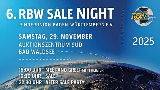 Die RBW hat wieder ein interessantes Angebot an interessanten Zuchttieren und Embryonenpaketen, diesmal aus acht Rassen, zusammengestellt und bietet diese Highlights am 29. November 2025 in Bad Waldsee bei der 6. RBW Sale Night an.