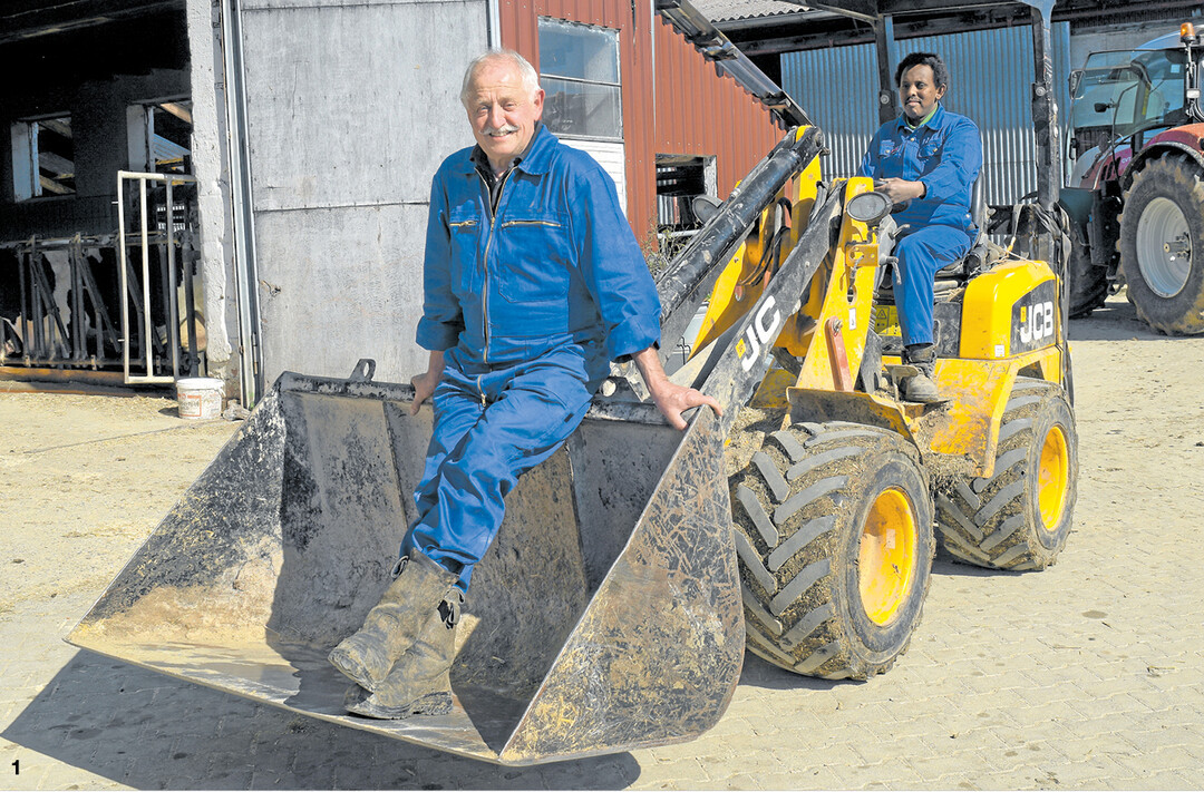 Anton Weber und der Somalier Amare sind ein eingespieltes Team. Neben der Arbeit mit den K�lbern, darf Amare zum Beispiel auch bei Reparaturen mithelfen.