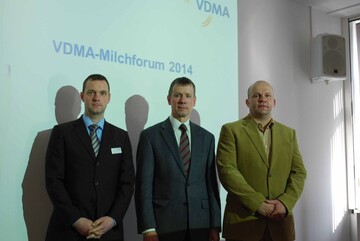 Gerd Wiesendorfer, VDMA-Marktanalyst, Dr. Reinhard Vogel-Lackenberg, Gesch�ftsf�hrer des Deutschen Milchkontors eG und Roman Reincke, Gesellschafter der Ziltendorfer Bauerngesellschaft. 