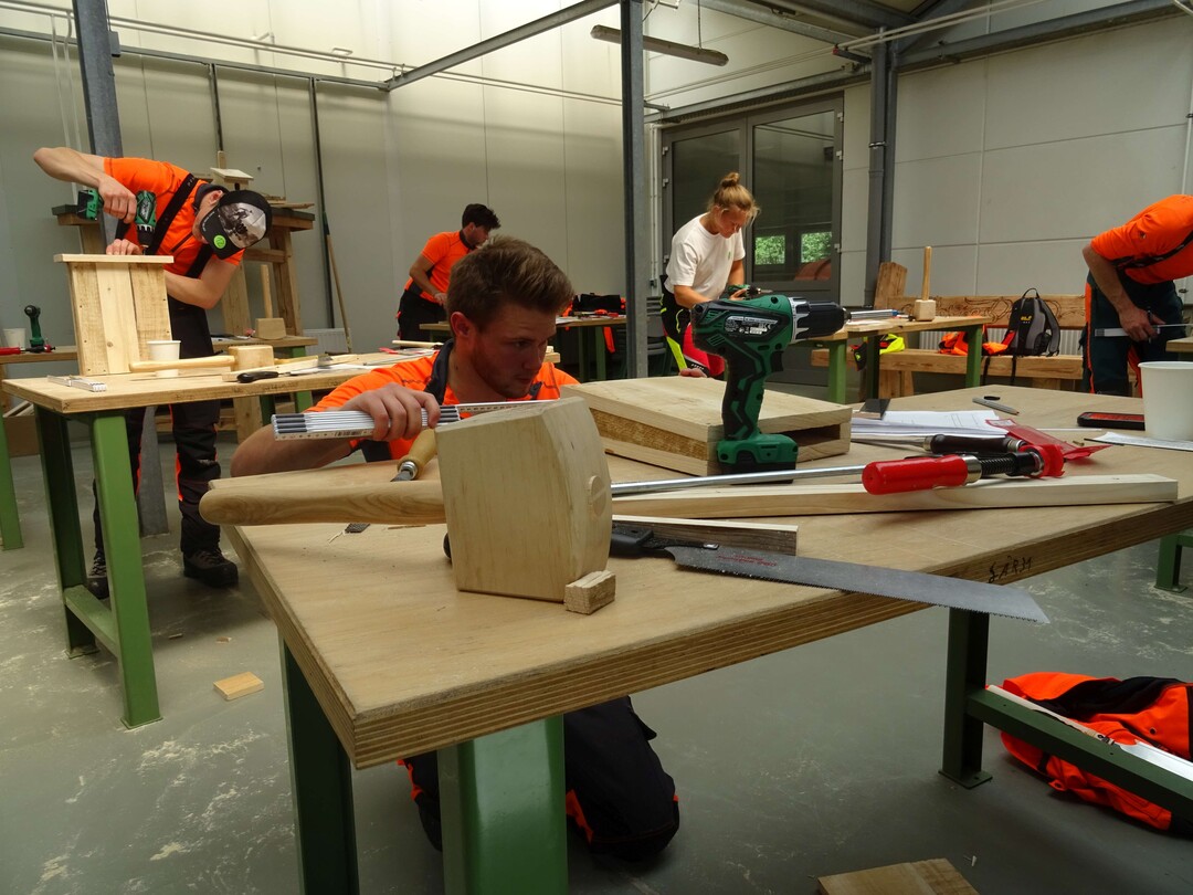 Der gekonnte Umgang mit S�ge, Feile, Hammer und N�gel waren an der Werkbank gefragt.