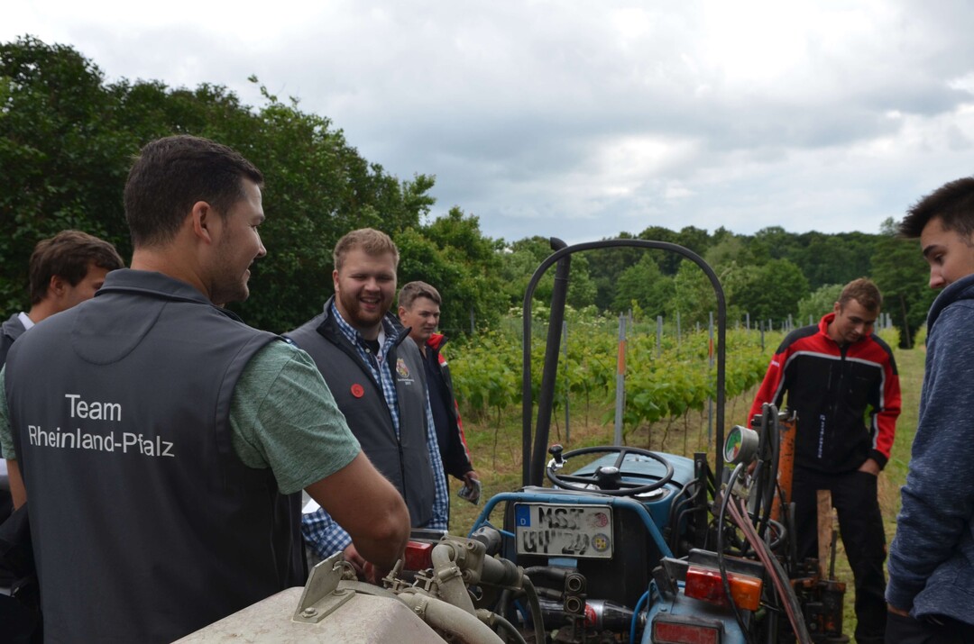 Zun�chst machten sich die Jungwinzer mit der Technik vertraut.