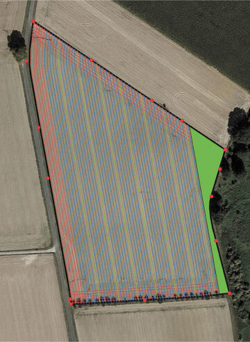 Anhand von exakten Feldgrenzen k�nnen feste Fahrspuren und Bl�hstreifen mit einem GIS-System geplant werden.