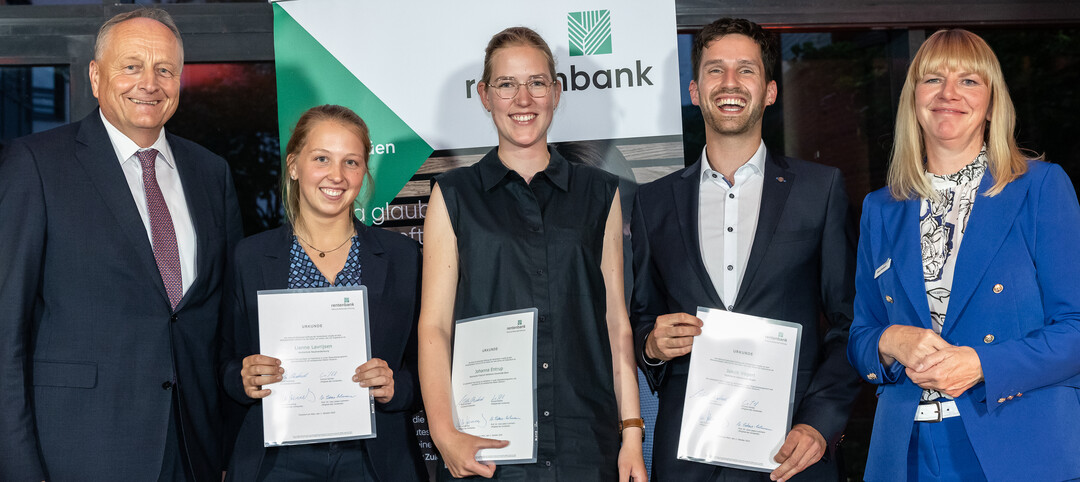 Übergabe der Urkunden an die Rehwinkel-Stipendiaten (v.l.n.r. Joachim Rukwied, Lianne Lavrijsen, Johanna Entrup, Jakob Vögerl, Nikola Steinbock)