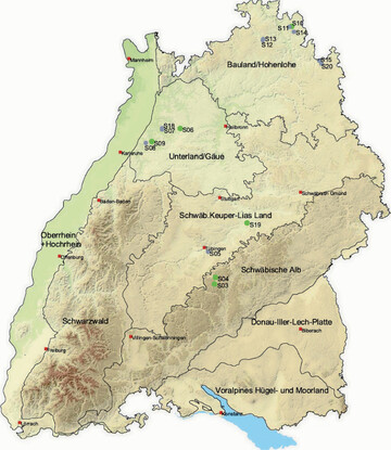 Standorte der repr�sentativen Betriebe f�r die Modellierung Gr�ne Punkte zeigen die ausgew�hlten Betriebe des Projekts Konservierender Ackerbau von 2014 bis 2019.