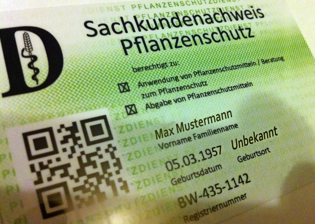 Sachkundenachweiskarte Pflanzenschutz