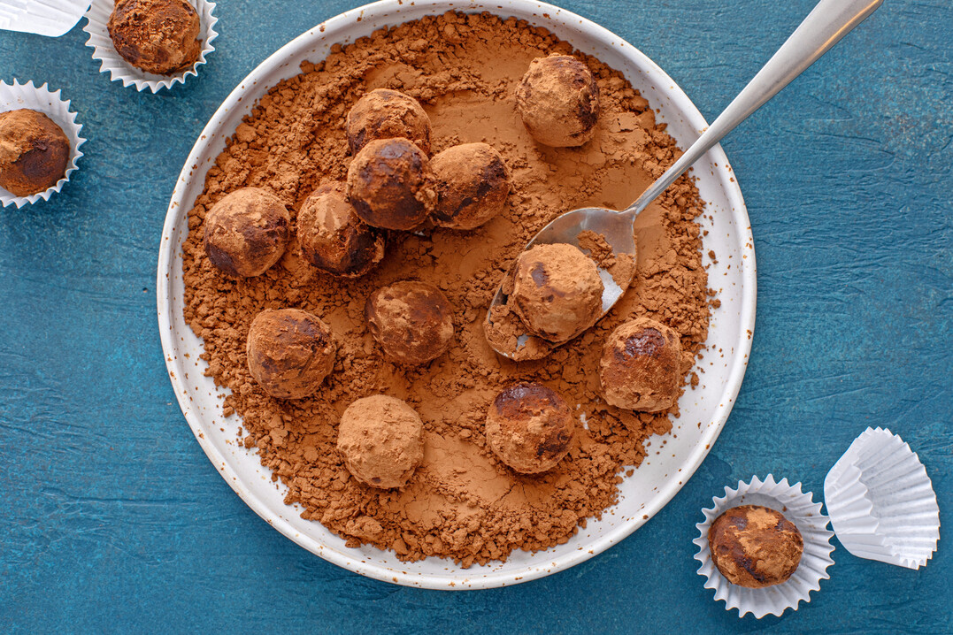 Schokoladen-Trüffel mit Champignons als besondere Zutat.