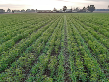 Auf dem Bild sind Lupine und Gr�nroggen in Streifensaat zu sehen. 