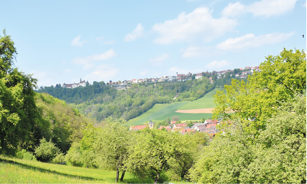 B�chlingen liegt beschaulich im Hohenlohischen, im Tal unterhalb von Schloss und Stadt Langenburg.
