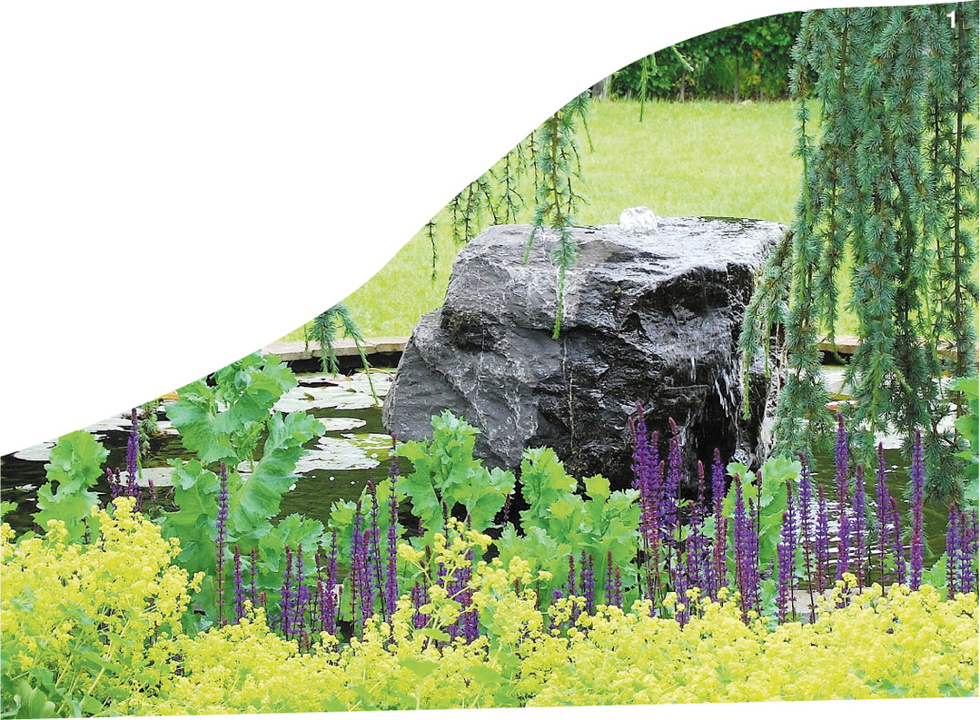 Ein wuchtiger Fels aus dunkelgrauem Granit. Das Wasser f�rbt ihn tiefschwarz.