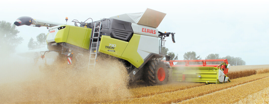 Die neue M�hdrescher-Baureihe Trion von Claas umfasst F�nf- und Sechs-Sch�ttlermaschinen sowie Hybribm�hdrescher mit Einzel- und auch Doppelrotor.