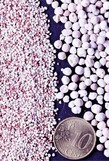 Mikrogranulate (links) eignen sich zur Saatbandd�ngung im Getreide.