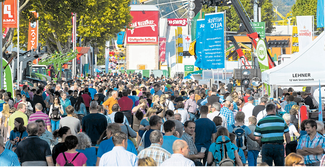 Das 100. Landwirtschaftliche Hauptfest lockt mit mehr als 600 Ausstellern auf dem 130.000 Quadratmeter gro�en Freigel�nde sowie in neun Messehallen. An den Wochenenden und am Tag der Deutschen Einheit kann es darum voll werden auf dem Wasen.