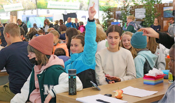 Gute besucht war die erste Sch�lerpressekonferenz auf dem Landwirtschaftlichen Hauptfest 2022. �