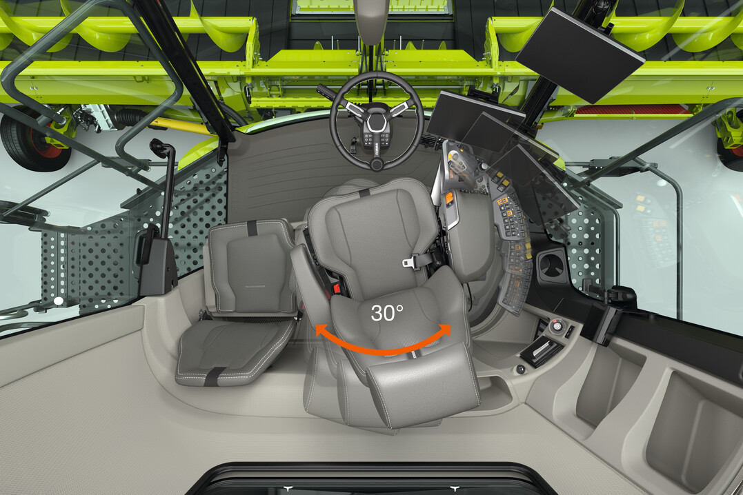 Die neue Kabine mit drehbarem Sitz.