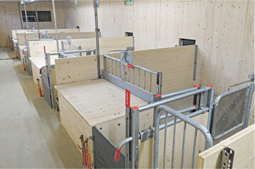 Die patentierten Abfekerlbuchten von Schauer sind jetzt auch als Fertigstall erh�ltlich. Die Buchten sind besonders im Bio-Schweinebereich etabliert.