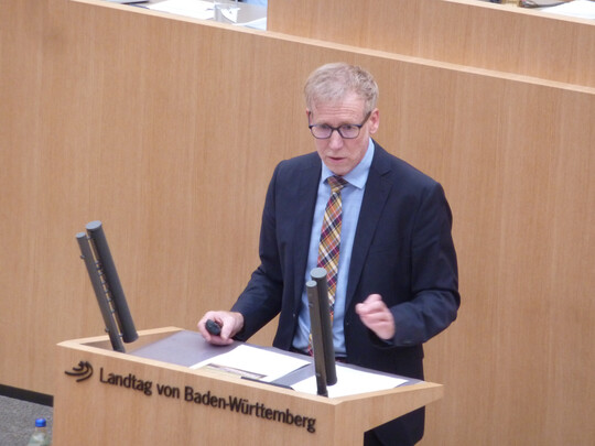 Marco Eberle, Hauptgesch�ftsf�hrer des Landesbauernverbandes, stellt im Landtag bei einer Anh�rung die Anliegen der Landwirtschaft vor. 