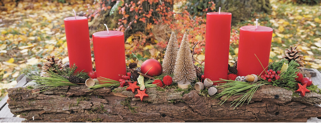 Ein l�nglicher Fries mit Kerzen kann eine Alternative zu einem klassischen Kranz sein.