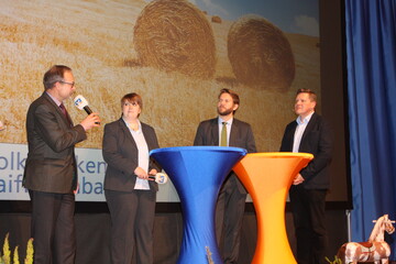 Die Diskussionsrunde mit (v. l.) LBV-Vizepr�sident Klaus Mugele und den Referenten Britta Bannick, Cord Brinkmann und Johannes H�ger zeigte, wie wichtig es ist, in Finanzierungsangelegenheiten mit den B�nkern zu reden.