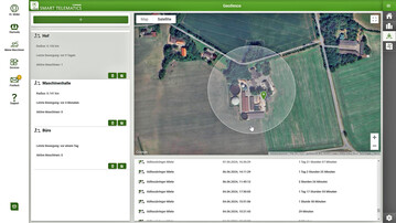 Alle Maschinen im Blick: Mit der Geofence-Funktion von Smart Telematics Plus werden automatisch die Zeiten f�r Aus- und Eintritt erfasst.