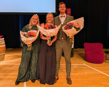 Das neue Trio (v. l.): Weinprinzessin Ines Pfeiffer, Weink�nigin Kim Wei�flog und Weinprinz Moritz Ocker. 