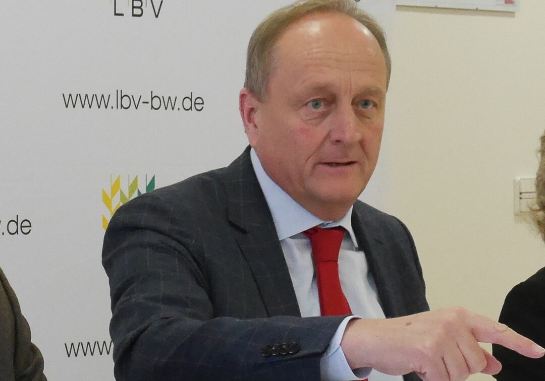 Joachim Rukwied bei der Jahrespressekonferenz des Landesbauernverbandes (LBV) am 17. Dezember 2018.