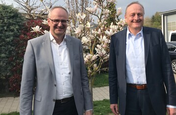 Beim Informationsaustausch am 16. und 17. April 2019 in Baden-Württemberg: Präsidenten Palle Borgström (links) und Joachim Rukwied vom Schwedischen Bauernverband (LRF) und Deutschen Bauernverband (DBV)