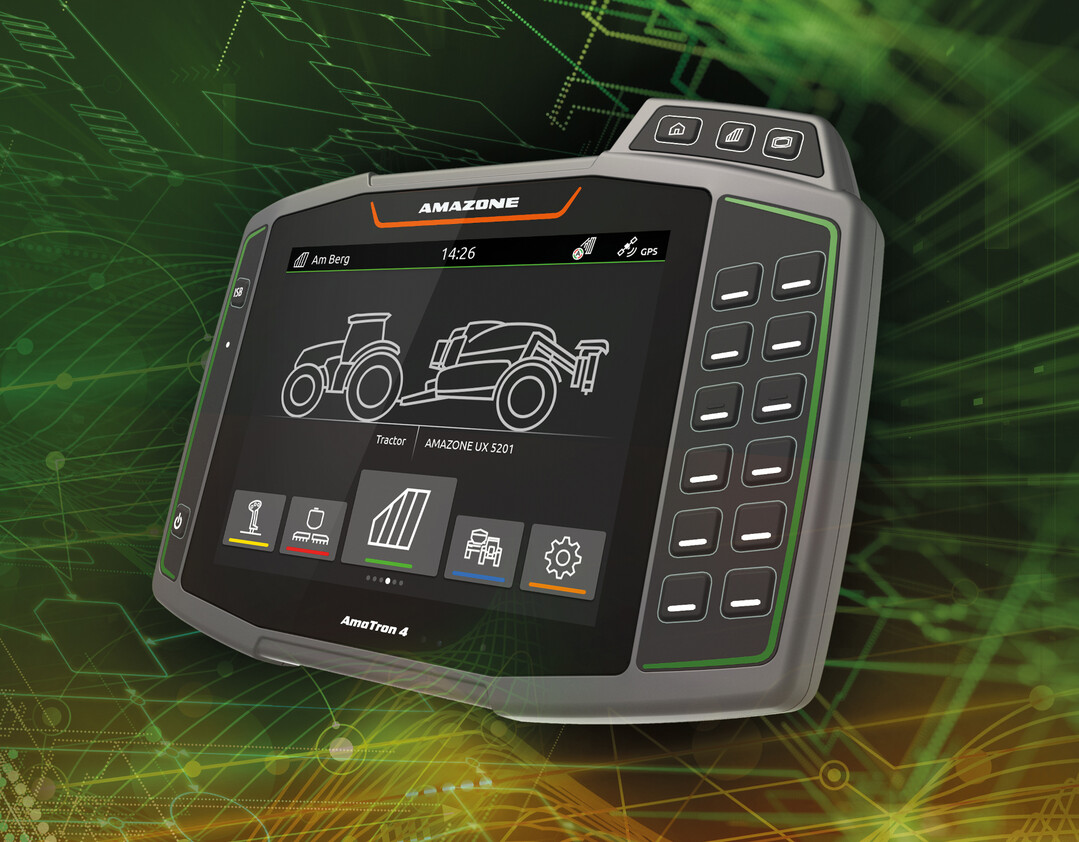 Der Startscreen des neuen ISOBUS-Terminals AmaTron 4.
