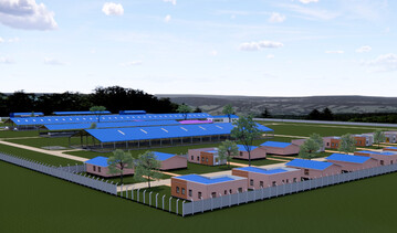  Der 200 Hektar umfassende Betrieb (hier im Animationsbild) im Bundesstaat Kaduna, der 2022 er�ffnet werden soll, wird Platz f�r 400 Milchk�he, moderne Melkst�nde und -technologie, Weideland und Wohnanlagen f�r 25 Mitarbeiter bieten.