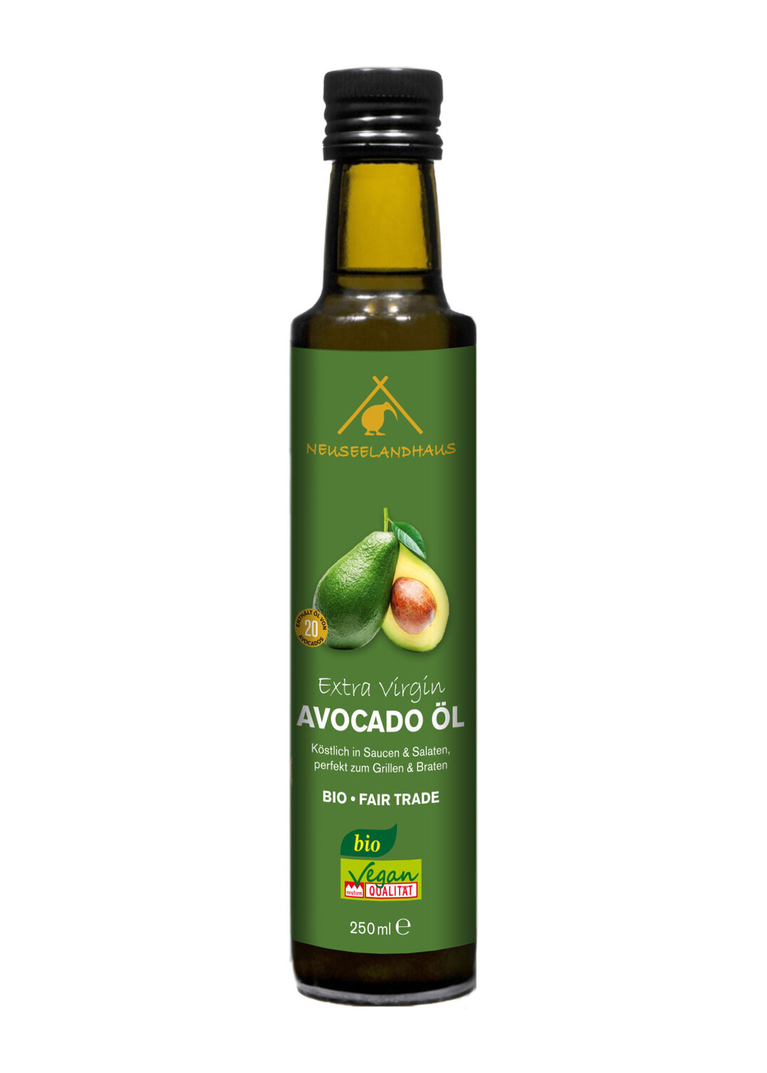 Avocadoöl: Es geht nicht ohne Öl. Viele Vitamine brauchen Fett, um vom Körper aufgenommen werden zu können.