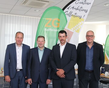 Neue Partner am Oberrhein, v. l.: ZG-Vorstand Lukas Ro�hart, ZG-Vorstandsvorsitzender Dr. Ewald Glaser, CAC-Pr�sident Jean-Michel Habig und CAC-Generaldirektor Jean-Marc Schacherer.