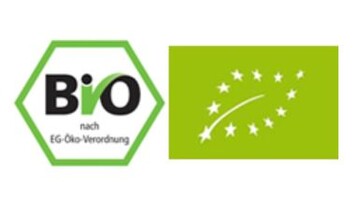 Das deutsche Bio-Siegel (links) wurde 2001 ins Leben gerufen. Es darf nur zus�tzlich zum EU-Bio-Logo (rechts) verwendet werden. 