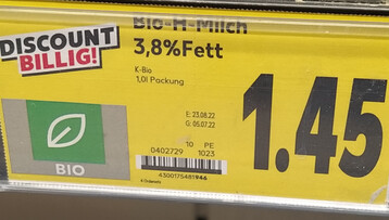 Die Preise f�r Biomilch im Discount wurden deutlich gesenkt.