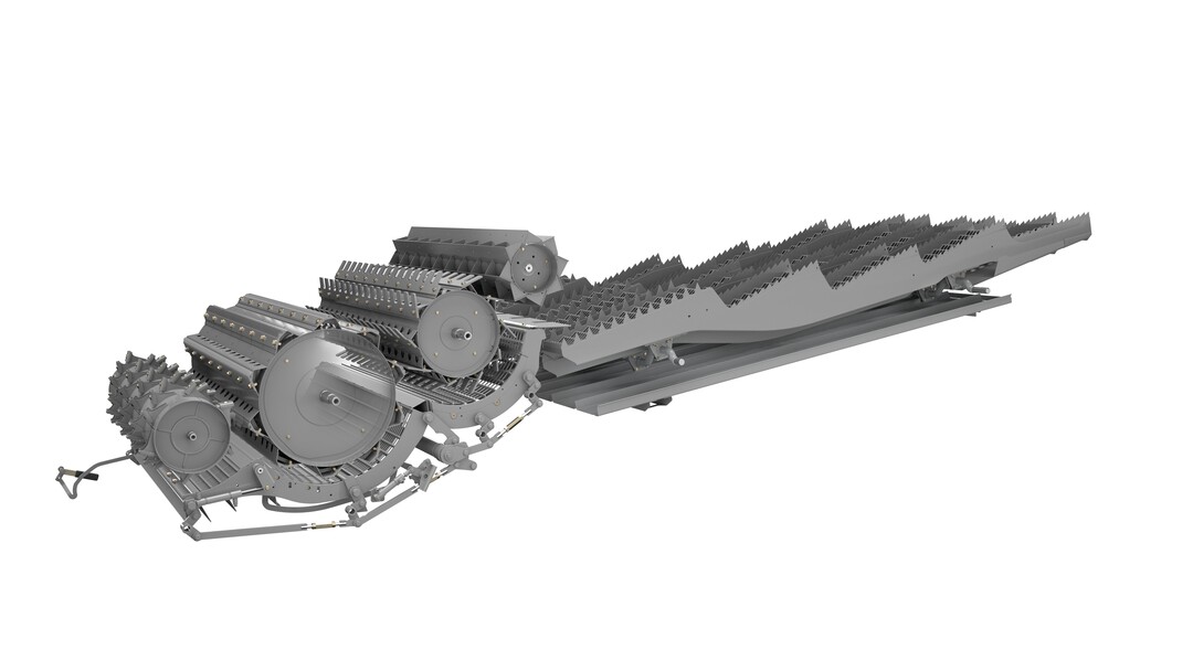 Claas kombiniert mit APS Synflow Walker die beiden Dresch- und Abscheidesysteme. Der bekannten Beschleunigertrommel folgt eine auf einen Durchmesser von 75,5 cm vergrößerte Dreschtrommel. Anstelle der Wendetrommel trennt eine Abscheidetrommel mit 60 cm Durchmesser Restkorn vom Stroh und danach folgt die Wendetrommel. Trotz reduziertem Dreschkorbumschlingungswinkel erhöht sich so die Dreschweglänge im Vergleich zum Vorgängermodell. Das Erntegut fließt somit gradliniger, kraftsparender und strohschonender.