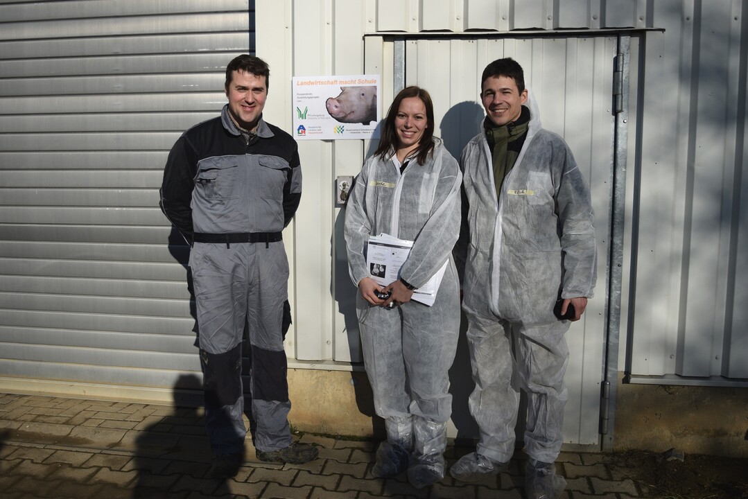 v. l.: Andreas Luidthart (Inhaber des Betriebes), Ramona Reinke (Fachlehrerin an der ALH Kupferzell), Frank Rösch (Dozent an der PH Ludwigsburg).
