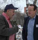 Landwirt Franz Xaver Endres (l.) im Gespräch mit Professor Folkhard Isermeyer.