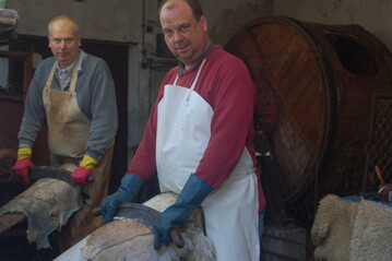 Gerbermeister Manfred Oettrich verarbeitet Tierh�ute zu sch�nen Fellen und Leder.
 