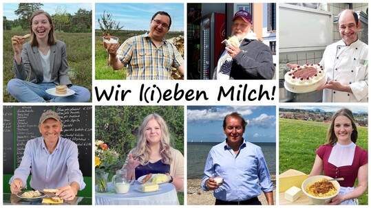 "Wir l(i)eben Milch“. Unter dem Motto stellen begeisterte Milchfans ihre regionalen Milchspezialitäten vor. Die Collage entstand aus Fotos der beteiligten Bundeländer.