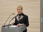 Staatssekretärin Friedlinde Gurr-Hirsch sprach beim 4. Hohenheimer Landwirtschaftsdialog zum internationalen Agrarhandel ein Grußwort.